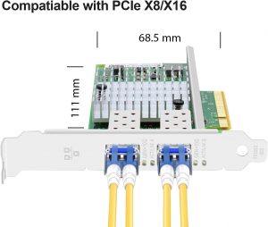 Elfcam®- Carte Ethernet 10Gb SFP+, avec Intel X520-DA2/ X520-SR2-82599ES Chip, 10Go PCI Express x8 LAN Adapter, 10GbE NIC…