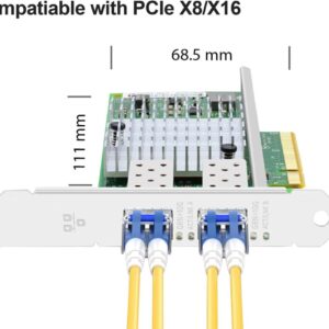 Elfcam®- Carte Ethernet 10Gb SFP+,  avec Intel X520-DA2/ X520-SR2-82599ES Chip, 10Go PCI Express x8 LAN Adapter, 10GbE NIC…