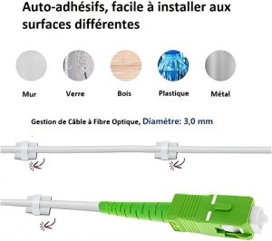 Elfcam® – Clips de Câble Adhésif Réglable pour Gestion de Câble à Fibre Optique (Ref:579)