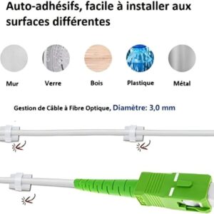 Elfcam® – Clips de Câble Adhésif Réglable pour Gestion de Câble à Fibre Optique (Ref:579)