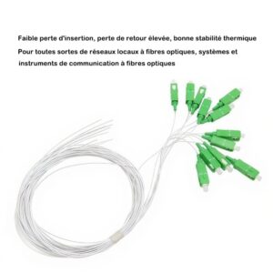 Pigtail à Fibre Optique à Code Blanc 12 Fibres SC/APC Monomode sans Gaine (Ref:4216)