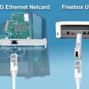 10Gb Carte Réseau PCIe en RJ45 Compatible avec Freebox Ultra et Orange Livebox 6, 10Go PCI Express x8 LAN Adapter pour Win…