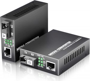 Convertisseur Fibre Ethernet Équipé avec 1,25G SFP (Mini-GBIC), 1 Port SC+1 Port RJ45 , avec Fibre Optique SC Monomode P...