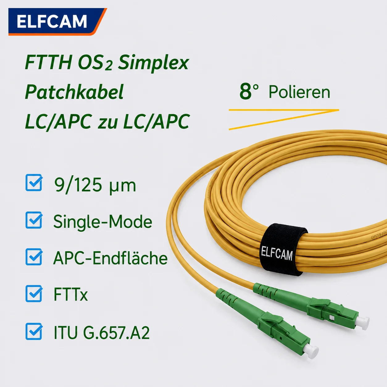 Cable de Fibra Óptica LC/APC a LC/APC OS2 Símplex (Ref:2886) - Imagen 6
