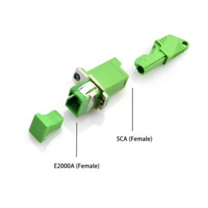 Adaptateur à Fibre Optique Câble Monomode Simplex E2000/APC Female à SC/APC Female, Lot de 1