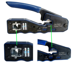 Outil de Sertissage RJ45 Professionnel 3 en 1 – Coupe, Dénude & Sertit – Pince Crimpante Pass-Through pour Connecteur…