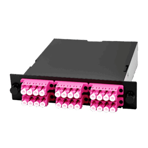 Cassette MTP/MPO pré-raccordée – 2 MTP (mâle) Adaptateur , 24 fibres vers 6 ports Adaptateurs LC Quad OM4, comprend 1...