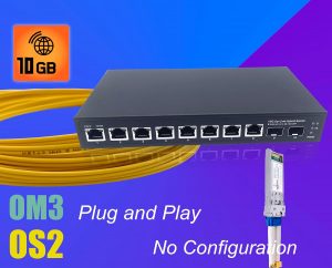 Elfcam® – 10Gb Commutateur Switch Fibre Optique Compatible avec Freebox Ultra, avec 2 Ports 10G SFP+ et 8 Ports 2,5G…