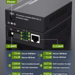 Convertisseur Fibre Ethernet Équipé avec 1,25G SFP (Mini-GBIC), 1 Port SC+1 Port RJ45 , avec Fibre Optique SC Monomode Por…