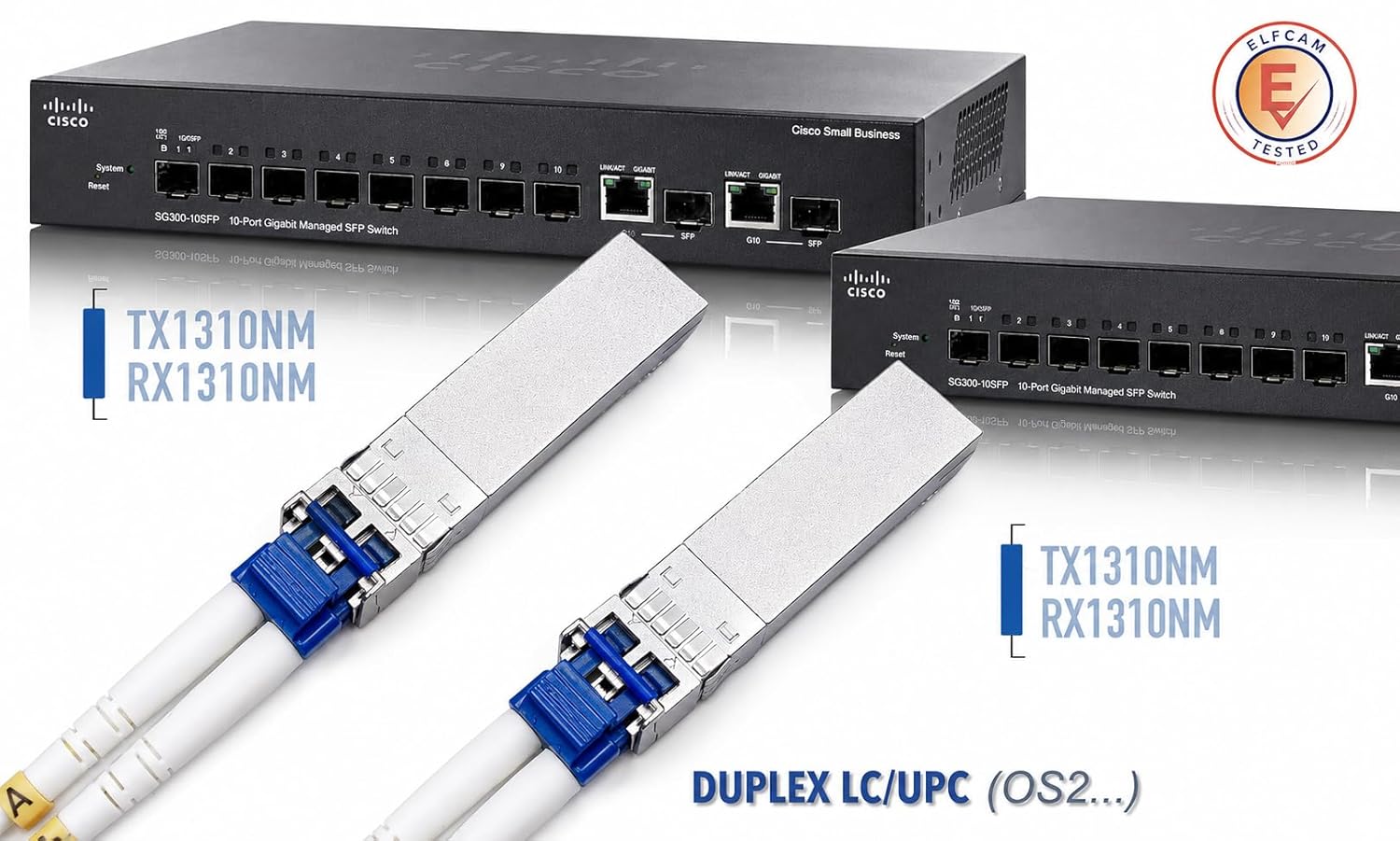 Elfcam® – 10 Gb SFP+ Glasfaser-Transceiver-Modul, LC/UPC DM-Anschluss (OS2), 10GBase-LR SFP+ Modul 1310 nm, kompatibel mit Freebox Ultra, 1 Stück (Ref: 20558) – Bild 4