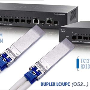 Elfcam – Lot de 2, 10Gb SFP+ Module de Transceiver à Fibre Optique, Connecteur LC/UPC Duplex Singlemdoe (OS2),10GBase-LR S…