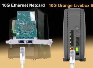 10Gb Carte Réseau PCIe en RJ45 Compatible avec Freebox Ultra et Orange Livebox 6, 10Go PCI Express x8 LAN Adapter pour Win…