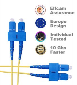 Elfcam® – Câble à Fibre Optique SC/UPC à SC/UPC Duplex Monomode, Jarretière Optique 9/125um OS2 LSZH (Ref: 20245)