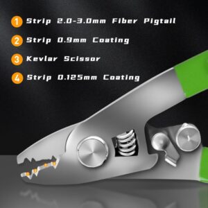Elfcam® – 4 Coupes en 1, Pince à Dénuder et Ciseaux Kevlar pour Fibre Optique, FTTH Outil Professionnel pour Technic…