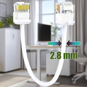 Elfcam® – Câble Ethernet Slim Cat 6, Câble Réseau LAN WAN Cat6 32AWG,Ultra Slim Blanc (Ref: 19165)