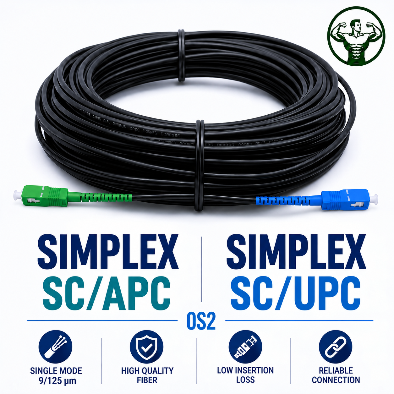 SC/APC zu SC/UPC OS2 Simplex-Glasfaserkabel aus gepanzertem Stahl (für Freebox) (Ref: 1385) – Bild 4