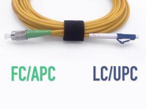 Câble à Fibre Optique FC/APC à LC/UPC Monomode Simplex 9/125μm Jarretière Optique LSZH, Jaune (Ref: 18806)