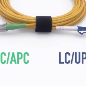 Câble à Fibre Optique FC/APC à LC/UPC Monomode Simplex 9/125μm Jarretière Optique LSZH, Jaune (Ref: 18806)
