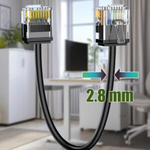 Elfcam® – Câble Ethernet Slim Cat 6, Câble Réseau LAN WAN Cat6 32AWG,Ultra Slim Noir (Ref: 21899)