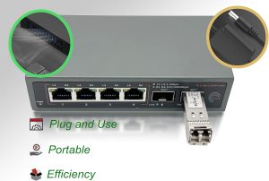 Elfcam® – 10Gb Commutateur Switch Fibre Optique Compatible avec Freebox Ultra, avec 2 Ports 10G SFP+ et 4 Ports 2,5 …