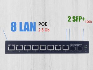 Elfcam® – 10Gb Commutateur Switch Fibre Optique Compatible avec Freebox Ultra, avec 2 Ports 10G SFP+ et 8 Ports 2,5G…