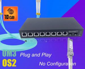 Elfcam® – 10Gb Commutateur Switch Fibre Optique Compatible avec Freebox Ultra, avec 2 Ports 10G SFP+ et 8 Ports 2,5G…