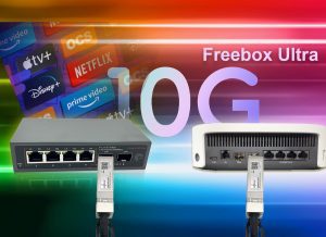 Elfcam® – 10Gb Commutateur Switch Fibre Optique Compatible avec Freebox Ultra, avec 2 Ports 10G SFP+ et 4 Ports 2,5 …