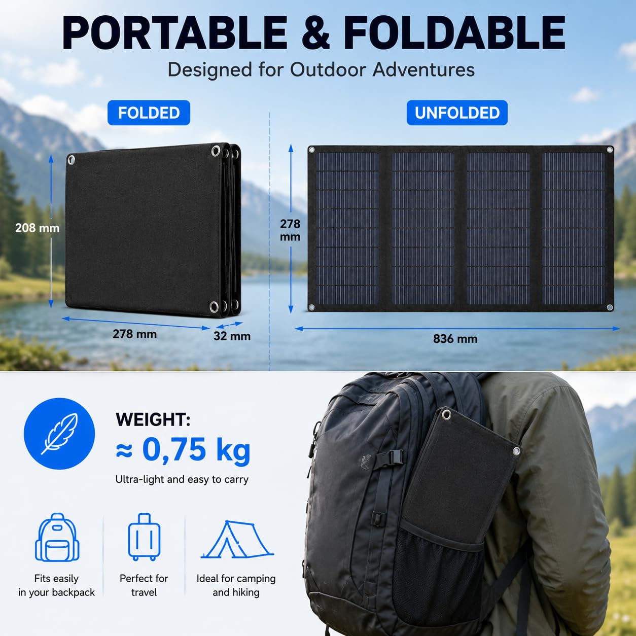 Elfcam - 127,75Wh Batterie Externe Clip-on pour Starlink Mini + Panneau Solaire 40W, Recharge Solaire, Autonomie Jusqu’à 6 Heures, 2xSorties DC & USB-C, Conforme aux Normes Aériennes - Image 8