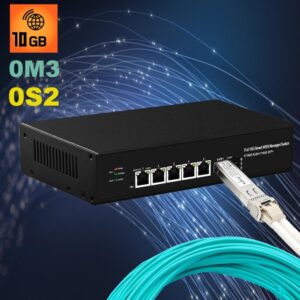 Elfcam® – Switch Géré 10Gb pour Maison & Bureau – 1 Port SFP+ 10G + 5 Ports RJ45 10GbE – Compatible Freebox Ult…