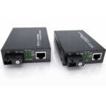 Elfcam - Conjunto de 2 conversores de fibra Ethernet Gigabit com módulos SFP incluídos, 1 porta RJ45 + 1 porta de fibra SC monomodo, transmissão até 20 km, adaptador de média 10/100/1000 Mbps (Ref.: 1222)