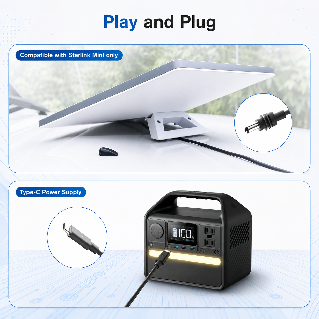 Cavo di alimentazione Starlink Mini USB C a CC, design impermeabile, plug and play, adatto per campeggio/esplorazione all'aperto. - immagine 4