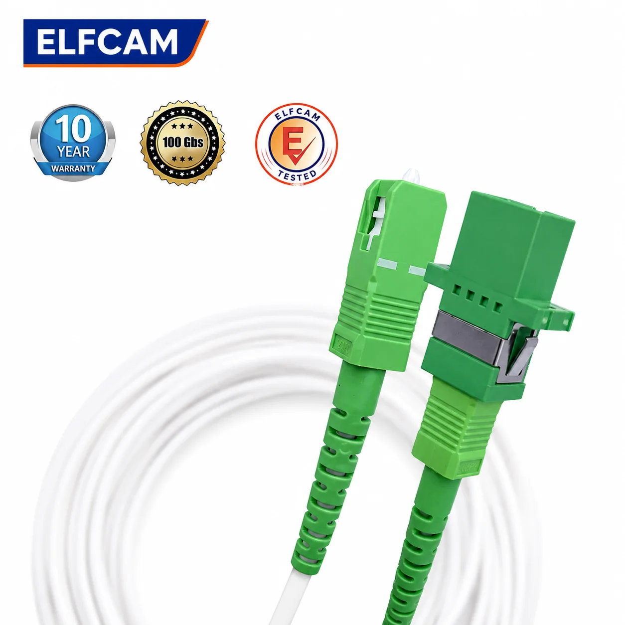 Elfcam® - Câble à Fibre Optique SC/APC à SC/APC Monomode, La Livraison avec Le Coupleur pour Rallonge Fibre Optique, Compatible avec Orange Livebox, SFR La Box Fibre et Bouygues Bbox – Image 7