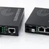 Juego de 2 convertidores Ethernet de fibra, convertidor de medios SFP (Mini-GBIC) incluido, hasta una distancia de 20 km en fibra óptica SC monomodo (2 puertos RJ45)