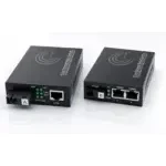 Conjunto de 2 conversores Ethernet de fibra ótica, com conversor de meio SFP (Mini-GBIC) incluído, até uma distância de 20 km em fibra ótica SC monomodo (2 portas RJ45)