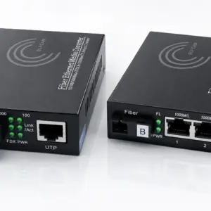 Set mit 2 Glasfaser-Ethernet-Konvertern, SFP (Mini-GBIC)-Medienkonverter im Lieferumfang enthalten, bis zu einer Entfernung von 20 km auf Single-Mode-SC-Glasfaser (2 RJ45-Ports)