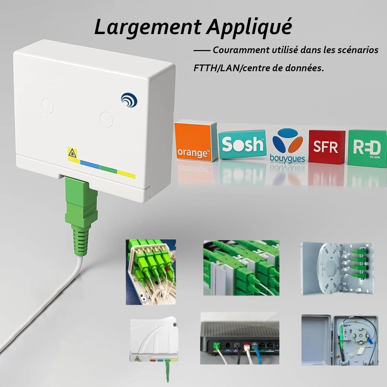 Elfcam® - Câble à Fibre Optique SC/APC à SC/APC Monomode, La Livraison avec Le Coupleur pour Rallonge Fibre Optique, Compatible avec Orange Livebox, SFR La Box Fibre et Bouygues Bbox – Image 8