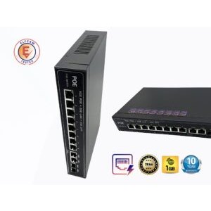 PoE Commutateur Switch Fibre Optique avec 2 Ports SFP 1,25Go, 8 Ports PoE Gigabit Ethernet 10/100/1000Mbps, Plug & Pla…