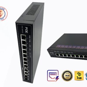 PoE Commutateur Switch Fibre Optique avec 2 Ports SFP 1,25Go, 8 Ports PoE Gigabit Ethernet 10/100/1000Mbps, Plug & Pla…