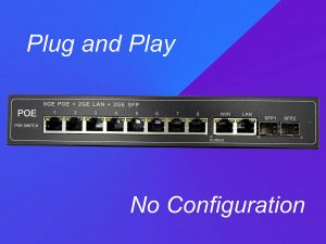 PoE Commutateur Switch Fibre Optique avec 2 Ports SFP 1,25Go, 8 Ports PoE Gigabit Ethernet 10/100/1000Mbps, Plug & Pla…