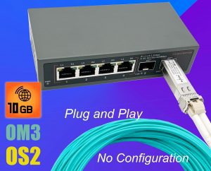 Elfcam® – 10Gb Commutateur Switch Fibre Optique Compatible avec Freebox Ultra, avec 2 Ports 10G SFP+ et 4 Ports 2,5 …