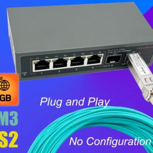 Elfcam® – 10Gb Commutateur Switch Fibre Optique Compatible avec Freebox Ultra, avec 2 Ports 10G SFP+ et 4 Ports 2,5 …