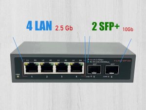 Elfcam® – 10Gb Commutateur Switch Fibre Optique Compatible avec Freebox Ultra, avec 2 Ports 10G SFP+ et 4 Ports 2,5 …