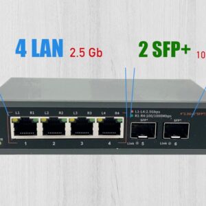 Elfcam® – 10Gb Commutateur Switch Fibre Optique Compatible avec Freebox Ultra, avec 2 Ports 10G SFP+ et 4 Ports 2,5 …