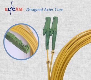Elfcam® – Câble à Fibre Optique E2000/APC à E2000/APC Monomode Duplex 9/125μm Jarretière Optique LSZH (Ref:21258)