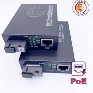 Convertisseur Fibre Ethernet PoE, Convertisseur de Média SFP (mini-GBIC) Inclus, Avec Mode adaptatif 10/100/1000Mbps (Ref:…