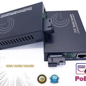 Convertisseur Fibre Ethernet PoE, Convertisseur de Média SFP (mini-GBIC) Inclus, Avec Mode adaptatif 10/100/1000Mbps (Ref:…