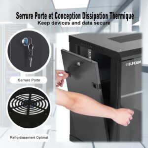 Armoire Murale Compacte 6U pour Rack Serveur et Équipement Réseau – 5mm Porte Verre Trempé, Capacité 100kg, Certific…