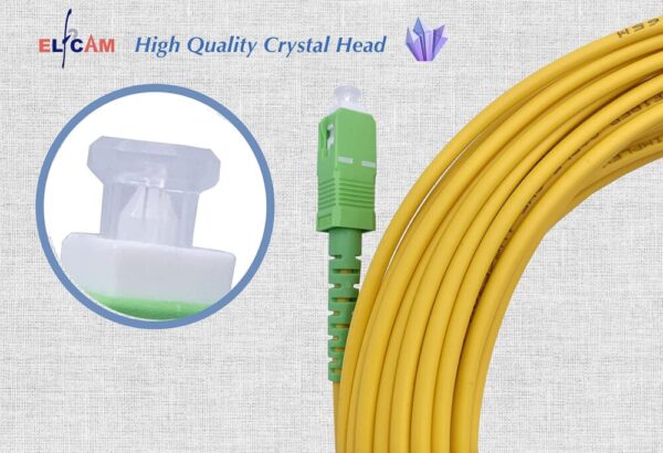 Elfcam® - Glasvezelkabel van staal, afgeschermd SC/APC naar LC/APC OS2 Simplex Singlemode LSZH, zwart (15 m