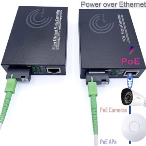 Convertisseur Fibre Ethernet PoE, Convertisseur de Média SFP (mini-GBIC) Inclus, Avec Mode adaptatif 10/100/1000Mbps (Ref:…