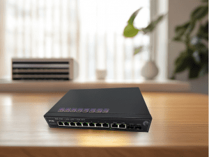 PoE Commutateur Switch Fibre Optique avec 2 Ports SFP 1,25Go, 8 Ports PoE Gigabit Ethernet 10/100/1000Mbps, Plug & Play No...